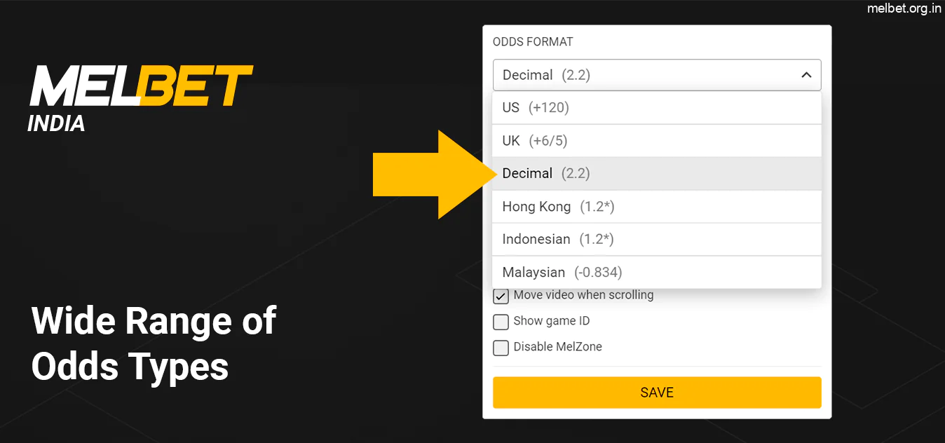 You Can Choose Various Range of Odds Types